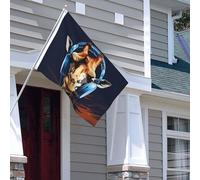 Drapeau pour extérieur - 1,2 x 1,8 m - Robuste - Pour intérieur et extérieur - Pour toutes les saisons - Girafe portant des écouteurs - Drapeau de bienvenue - Drapeau de maison double face avec