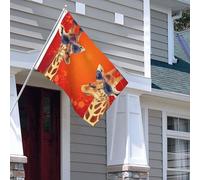 Drapeau pour extérieur - 1,2 x 1,8 m - Robuste - Pour intérieur et extérieur - Pour toutes les saisons - Girafe portant des lunettes de soleil - Drapeau de bienvenue - Drapeau de maison double face