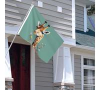 Drapeau pour extérieur - 1,2 x 1,8 m - Robuste - Pour intérieur et extérieur - Pour toutes les saisons - Girafe avec fleurs - Drapeau de bienvenue - Drapeau de maison double face avec œillets en