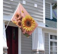 Drapeau pour extérieur - 1,2 x 1,8 m - Robuste - Pour intérieur et extérieur - Pour toutes les saisons - Grand tournesol - Drapeau de bienvenue - Drapeau de maison double face avec œillets en laiton
