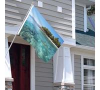 Drapeau pour extérieur - 1,2 x 1,8 m - Robuste - Pour intérieur et extérieur - Pour toutes les saisons - Île Fidji et mer transparente - Drapeau de bienvenue double face avec œillets en laiton