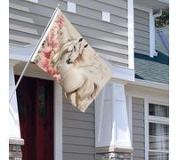 Drapeau pour extérieur - 1,2 x 1,8 m - Robuste - Pour intérieur et extérieur - Pour toutes les saisons - Image de cheval - Drapeau de bienvenue - Drapeau de maison double face avec œillets en laiton