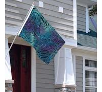 Drapeau pour extérieur - 1,2 x 1,8 m - Robuste - Pour intérieur et extérieur - Pour toutes les saisons - Imprimé zèbre bleu - Drapeau de bienvenue - Drapeau de maison double face avec œillets en