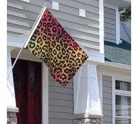 Drapeau pour extérieur - 1,2 x 1,8 m - Robuste - Pour intérieur et extérieur - Pour toutes les saisons - Imprimé léopard - Drapeau de bienvenue - Drapeau de maison double face avec œillets en laiton