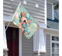 Drapeau pour extérieur - 1,2 x 1,8 m - Robuste - Pour intérieur et extérieur - Pour toutes les saisons - Motif animal mignon - Drapeau de bienvenue - Drapeau double face avec œillets en laiton