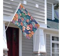 Drapeau pour extérieur - 1,2 x 1,8 m - Robuste - Pour intérieur et extérieur - Pour toutes les saisons - Motif écailles et fleurs - Drapeau de bienvenue - Drapeau de maison double face avec œillets en