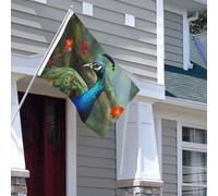 Drapeau pour extérieur - 1,2 x 1,8 m - Robuste - Pour intérieur et extérieur - Pour toutes les saisons - Motif paon coloré - Drapeau de bienvenue - Drapeau de maison double face avec œillets en laiton