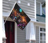 Drapeau pour extérieur - 1,2 x 1,8 m - Robuste - Pour intérieur et extérieur - Pour toutes les saisons - Notes de musique colorées - Drapeau de bienvenue - Drapeau double face avec œillets en laiton