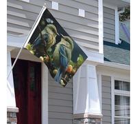 Drapeau pour extérieur - 1,2 x 1,8 m - Robuste - Pour intérieur et extérieur - Pour toutes les saisons - Oiseaux verts - Drapeau de bienvenue - Drapeau de maison double face avec œillets en laiton