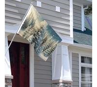 Drapeau pour extérieur - 1,2 x 1,8 m - Robuste - Pour intérieur et extérieur - Pour toutes les saisons - Pour jardin - Pays des merveilles de neige - Pin - Drapeau de bienvenue de Noël - Drapeau de