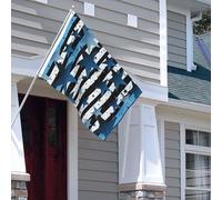 Drapeau pour extérieur - 1,2 x 1,8 m - Robuste - Pour intérieur et extérieur - Pour toutes les saisons - Rayures bleues noires et blanches - Drapeau de bienvenue - Drapeau de maison double face avec
