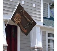 Drapeau pour extérieur - 1,2 x 1,8 m - Robuste - Pour intérieur et extérieur - Pour toutes les saisons - Rose et machine à coudre - Drapeau de bienvenue - Drapeau double face avec œillets en laiton