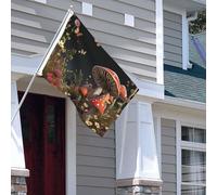 Drapeau pour extérieur - 1,2 x 1,8 m - Robuste - Pour intérieur et extérieur - Pour toutes les saisons - Style conte de fées - Champignons - Drapeau de bienvenue - Drapeau de maison double face avec