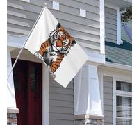 Drapeau pour extérieur - 1,2 x 1,8 m - Robuste - Pour intérieur et extérieur - Pour toutes les saisons - Tête de tigre avec pattes surélevées - Drapeau de bienvenue - Drapeau de maison double face