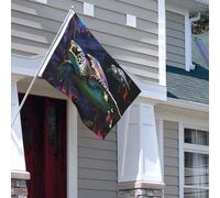 Drapeau pour extérieur - 1,2 x 1,8 m - Robuste - Pour intérieur et extérieur - Pour toutes les saisons - Tortue de mer tropicale colorée - Drapeau de bienvenue - Drapeau double face avec œillets en