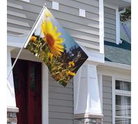 Drapeau pour extérieur - 1,2 x 1,8 m - Robuste - Pour intérieur et extérieur - Toutes saisons - Fleur jaune sous le soleil - Drapeau de bienvenue - Drapeau de maison double face avec œillets en laiton