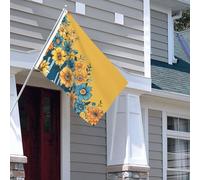 Drapeau pour extérieur - 1,2 x 1,8 m - Robuste - Pour intérieur et extérieur - Toutes saisons - Jaune et bleu - Drapeau floral de bienvenue - Drapeau de maison double face avec œillets en laiton