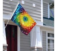 Drapeau pour extérieur - 1,2 x 1,8 m - Robuste - Pour intérieur et extérieur - Toutes saisons - Tourbillon arc-en-ciel - Drapeau de bienvenue - Drapeau de maison double face avec œillets en laiton