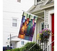 Drapeau pour extérieur de 0,9 x 1,5 m - Drapeaux de jardin résistants pour intérieur et extérieur - Pour toutes les saisons - Bouteille en verre coloré - Drapeau de bienvenue - Drapeau de maison