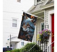 Drapeau pour extérieur de 0,9 x 1,5 m, robuste pour intérieur et extérieur, drapeaux de jardin toutes saisons, feuilles d'automne et loup, drapeau de bienvenue double face avec œillets en laiton