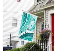 Drapeau pour extérieur de 0,9 x 1,5 m, robuste pour intérieur et extérieur, drapeaux de jardin toutes saisons, cercle turquoise et blanc, drapeau de bienvenue double face avec œillets en laiton