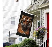 Drapeau pour extérieur de 0,9 x 1,5 m - Robuste - Pour intérieur et extérieur - Pour jardin - Avec tigre et pattes - Drapeau de bienvenue double face avec œillets en laiton - Bannières pour fête