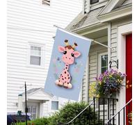 Drapeau pour extérieur de 0,9 x 1,5 m - Robuste - Pour intérieur et extérieur - Pour jardin - Girafe mignonne - Drapeau de bienvenue - Drapeau double face avec œillets en laiton - Bannières pour fête