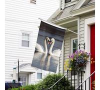 Drapeau pour extérieur de 0,9 x 1,5 m - Robuste - Pour intérieur et extérieur - Pour jardin - Pour toutes les saisons - Motif cygne blanc romantique - Drapeau de bienvenue - Drapeau double face avec