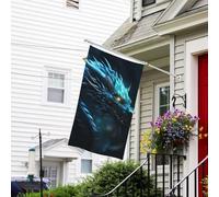 Drapeau pour extérieur de 0,9 x 1,5 m - Robuste - Pour intérieur et extérieur - Pour jardin - Pour toutes les saisons - Dragon cyan - Drapeau de bienvenue - Drapeau double face avec œillets en laiton