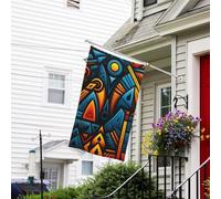 Drapeau pour extérieur de 0,9 x 1,5 m - Robuste - Pour intérieur et extérieur - Pour jardin - Style africain - Motif textile - Drapeau de bienvenue - Drapeau double face avec œillets en laiton