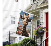 Drapeau pour extérieur de 0,9 x 1,5 m - Robuste - Pour intérieur et extérieur - Pour tous les temps - Belle girafe - Drapeau de bienvenue - Drapeau de maison double face avec œillets en laiton