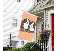 Drapeau pour extérieur de 0,9 x 1,5 m - Robuste - Pour intérieur et extérieur - Pour tous les temps - Deux cochons d'Inde suspendus - Drapeau de bienvenue - Drapeau de maison double face avec œillets