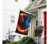 Drapeau pour extérieur de 0,9 x 1,5 m - Robuste - Pour intérieur et extérieur - Pour tous les temps - Dragons de feu et de glace - Drapeau de bienvenue - Drapeau de maison double face avec œillets en