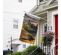 Drapeau pour extérieur de 0,9 x 1,5 m - Robuste - Pour intérieur et extérieur - Pour tous les temps - Drapeau de jardin Toscane - Paysage d'arbre, de ferme, de bienvenue - Drapeau de maison double
