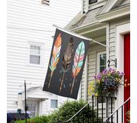 Drapeau pour extérieur de 0,9 x 1,5 m - Robuste - Pour intérieur et extérieur - Pour tous les temps - Flèches en plumes - Drapeau de bienvenue - Drapeau de maison double face avec œillets en laiton