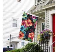 Drapeau pour extérieur de 0,9 x 1,5 m - Robuste - Pour intérieur et extérieur - Pour toutes les saisons - Belle fleur d'hibiscus - Drapeau de bienvenue - Drapeau double face avec œillets en laiton