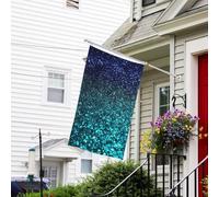 Drapeau pour extérieur de 0,9 x 1,5 m - Robuste - Pour intérieur et extérieur - Pour toutes les saisons - Bleu sarcelle à paillettes - Drapeau de bienvenue - Drapeau de maison double face avec œillets