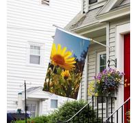 Drapeau pour extérieur de 0,9 x 1,5 m - Robuste - Pour intérieur et extérieur - Pour toutes les saisons - Fleur jaune sous le soleil - Drapeau de bienvenue - Drapeau de maison double face avec œillets