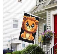 Drapeau pour extérieur de 0,9 x 1,5 m - Robuste - Pour intérieur et extérieur - Pour toutes les saisons - Joli lion de dessin animé - Drapeau de bienvenue - Drapeau de maison double face avec œillets