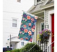 Drapeau pour extérieur de 0,9 x 1,5 m - Robuste - Pour intérieur et extérieur - Pour toutes les saisons - Motif écailles et fleurs - Drapeau de bienvenue - Drapeau de maison double face avec œillets