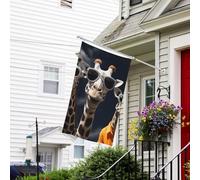 Drapeau pour extérieur de 0,9 x 1,5 m - Robuste - Pour intérieur et extérieur - Pour toutes les saisons - Trois girafes portant des lunettes de soleil - Drapeau de bienvenue - Drapeau de cour double