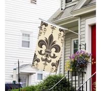 Drapeau pour extérieur de 0,9 x 1,5 m - Robuste - Pour intérieur et extérieur - Toutes saisons - Fleurs de lys et armoiries - Drapeau de bienvenue de chevalier - Drapeau de maison double face avec