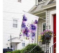 Drapeau pour extérieur de 0,9 x 1,5 m, très résistant à toutes les saisons, drapeaux de jardin aquarelle, fleurs violettes, drapeau de bienvenue, drapeau de maison double face avec œillets en laiton