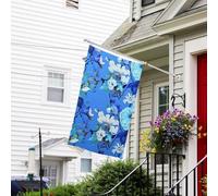 Drapeau pour extérieur de 0,9 x 1,5 m, très résistant aux intempéries, drapeau de bienvenue floral bleu, drapeau de bienvenue double face avec œillets en laiton, bannières pour fête