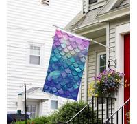 Drapeau pour extérieur de 0,9 x 1,5 m, très résistant, toutes saisons, nénuphar, écailles de sirène, drapeau de bienvenue, drapeau de maison double face avec œillets en laiton, bannières pour fête