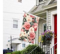 Drapeau pour extérieur de 9,1 x 1,5 m - Robuste - Pour jardin - Motif floral rose - Drapeau de bienvenue - Drapeau double face avec œillets en laiton - Bannières pour fête