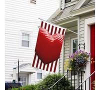 Drapeau pour extérieur de 9,1 x 1,5 m - Robuste - Pour jardin - Résistant aux intempéries - Cœur rayé rouge et blanc - Drapeau de bienvenue - Drapeau de maison double face avec œillets en laiton
