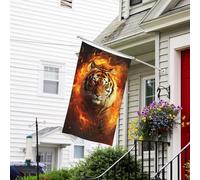 Drapeau pour extérieur de 9,1 x 1,5 m - Robuste - Pour jardin - Tigre cool dans la flamme - Drapeau de bienvenue - Drapeau double face avec œillets en laiton - Bannières pour fête