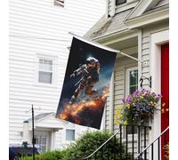 Drapeau pour extérieur de 9,6 x 1,5 m - Robuste - Pour jardin - Astronaute volant dans l'espace - Drapeau de bienvenue - Drapeau double face avec œillets en laiton - Bannières pour fête