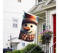 Drapeau pour extérieur de 9,6 x 1,5 m - Robuste - Pour jardin - Bonhomme de neige portant un chapeau - Drapeau de bienvenue - Drapeau de maison double face avec œillets en laiton - Bannières pour fête